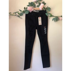 Levi’s 721 High Rise Black Distressed Skinny Jean